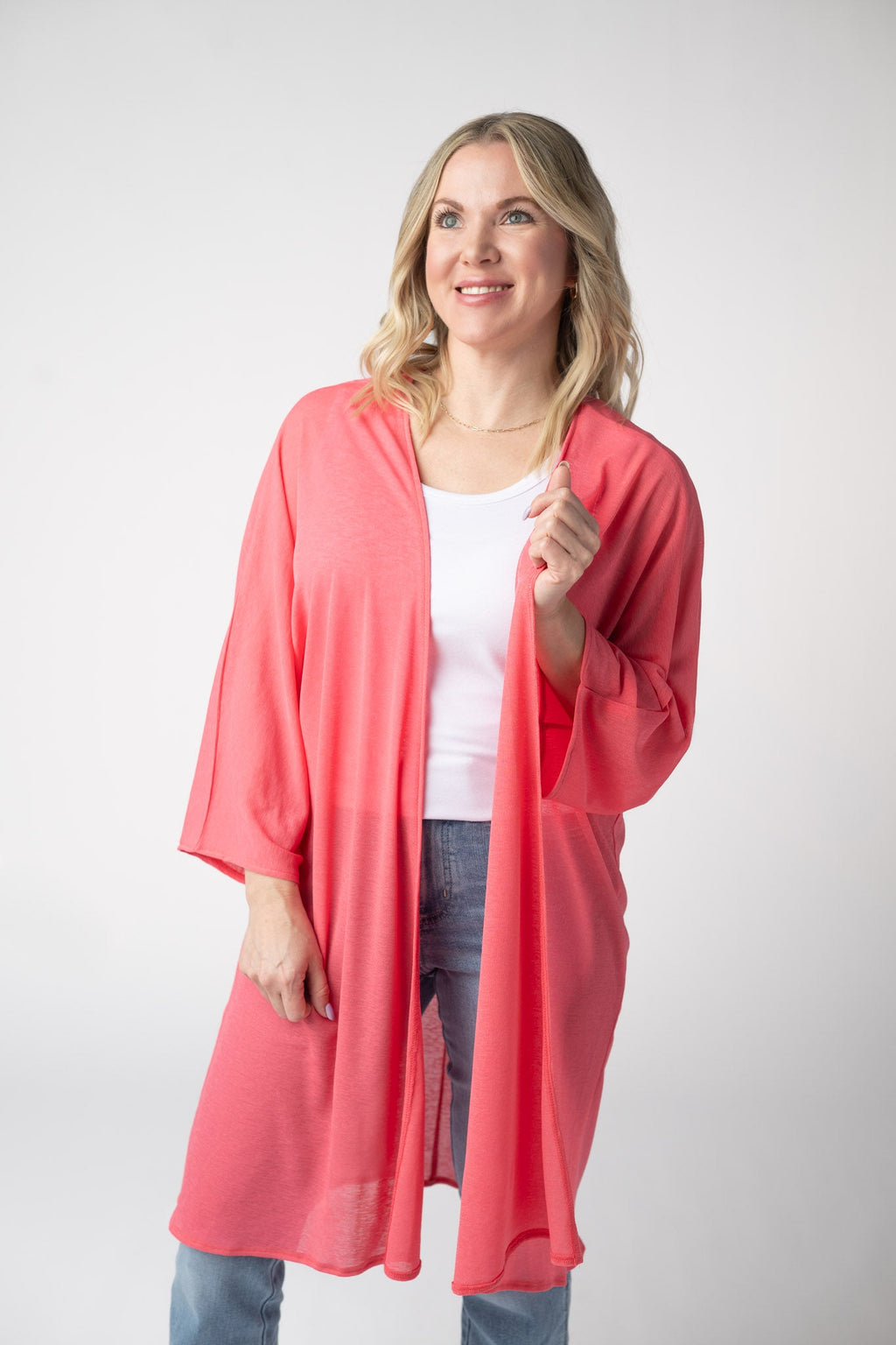 Ellie Cover-Up Kimono - Sunkissed Coral