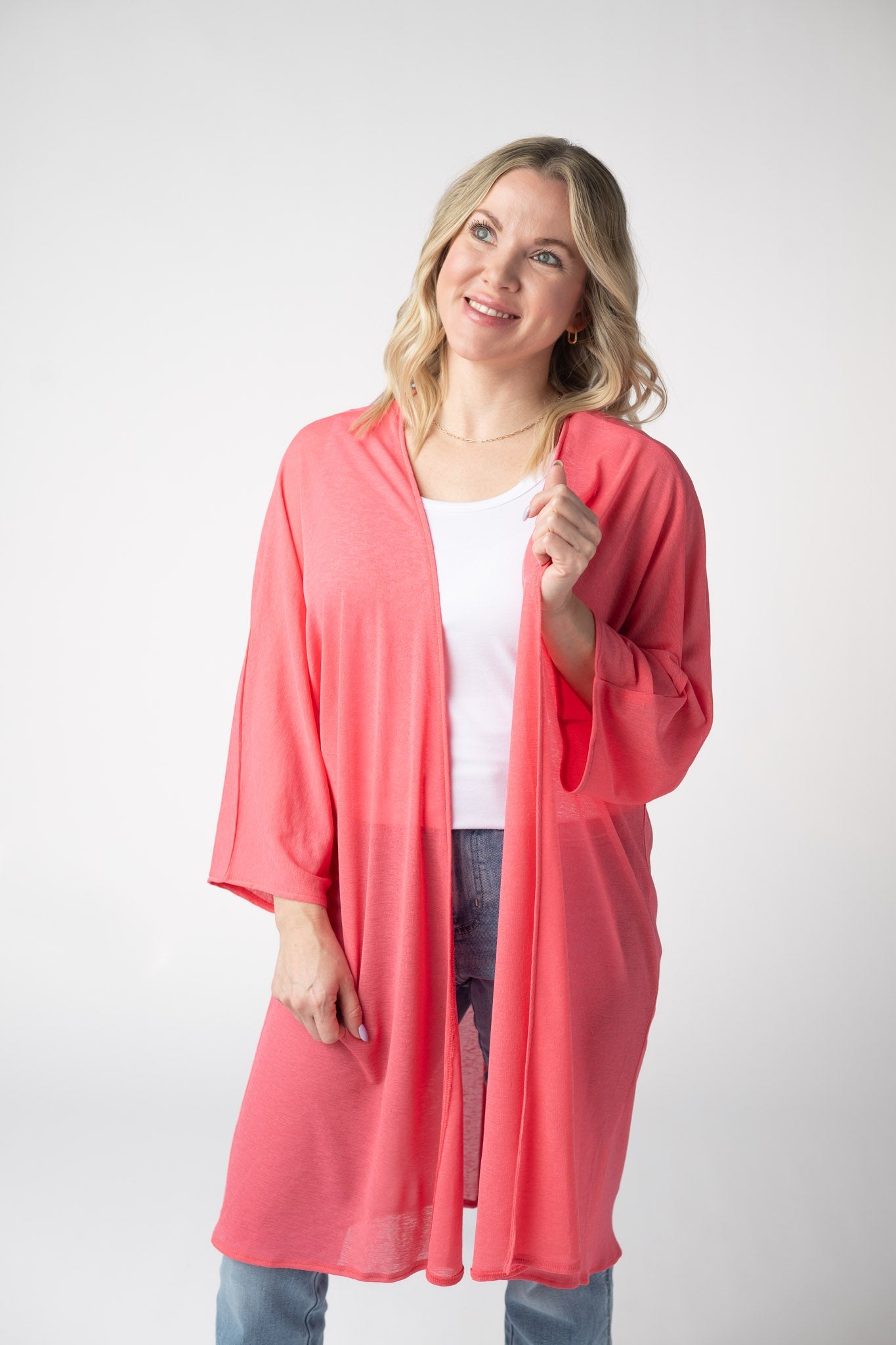 Ellie Cover-Up Kimono - Sunkissed Coral