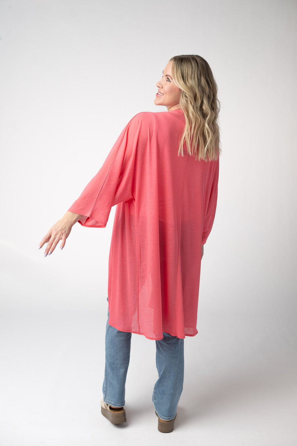 Ellie Cover-Up Kimono - Sunkissed Coral