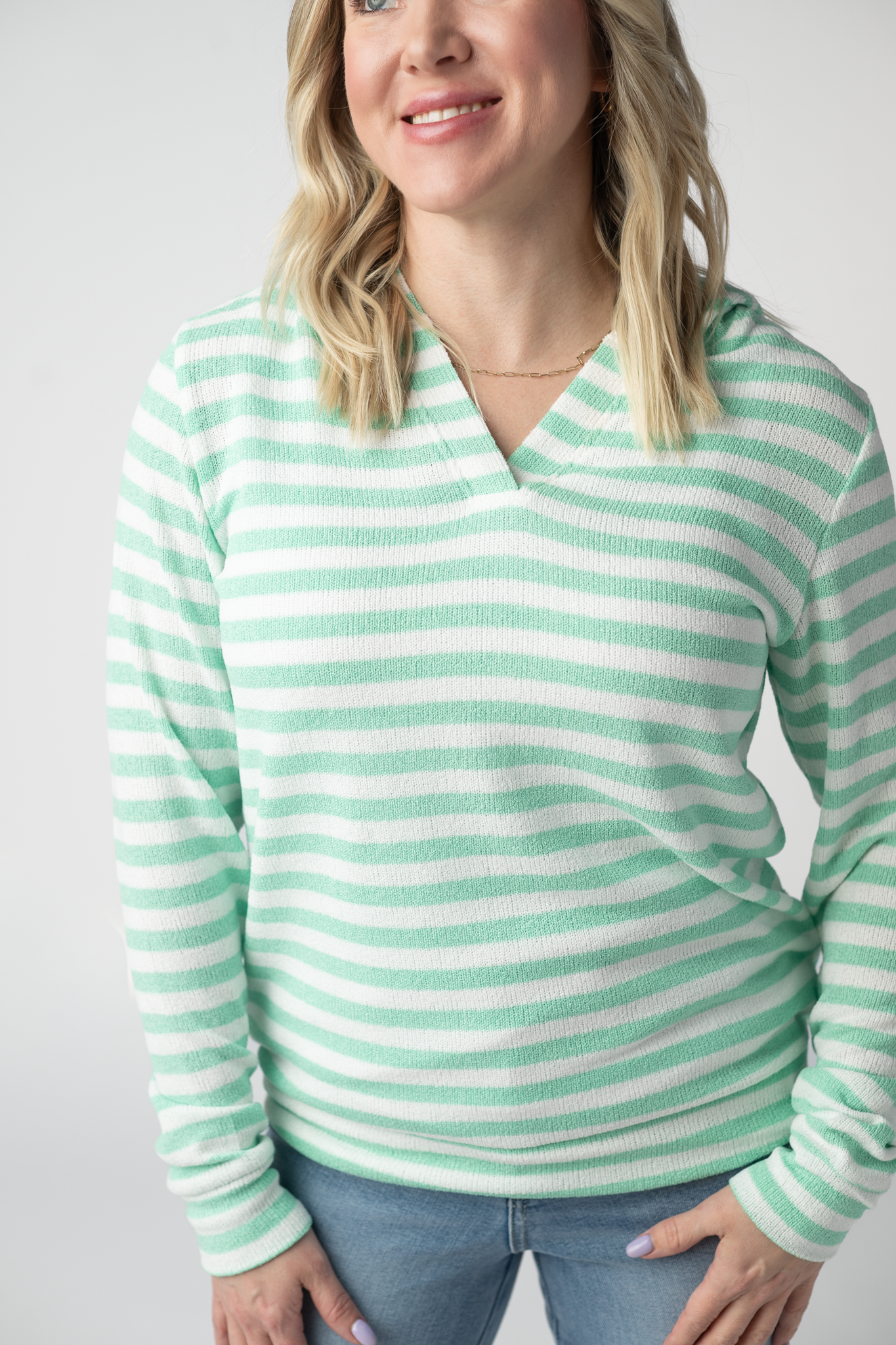 Amelia Striped Hoodie - Green