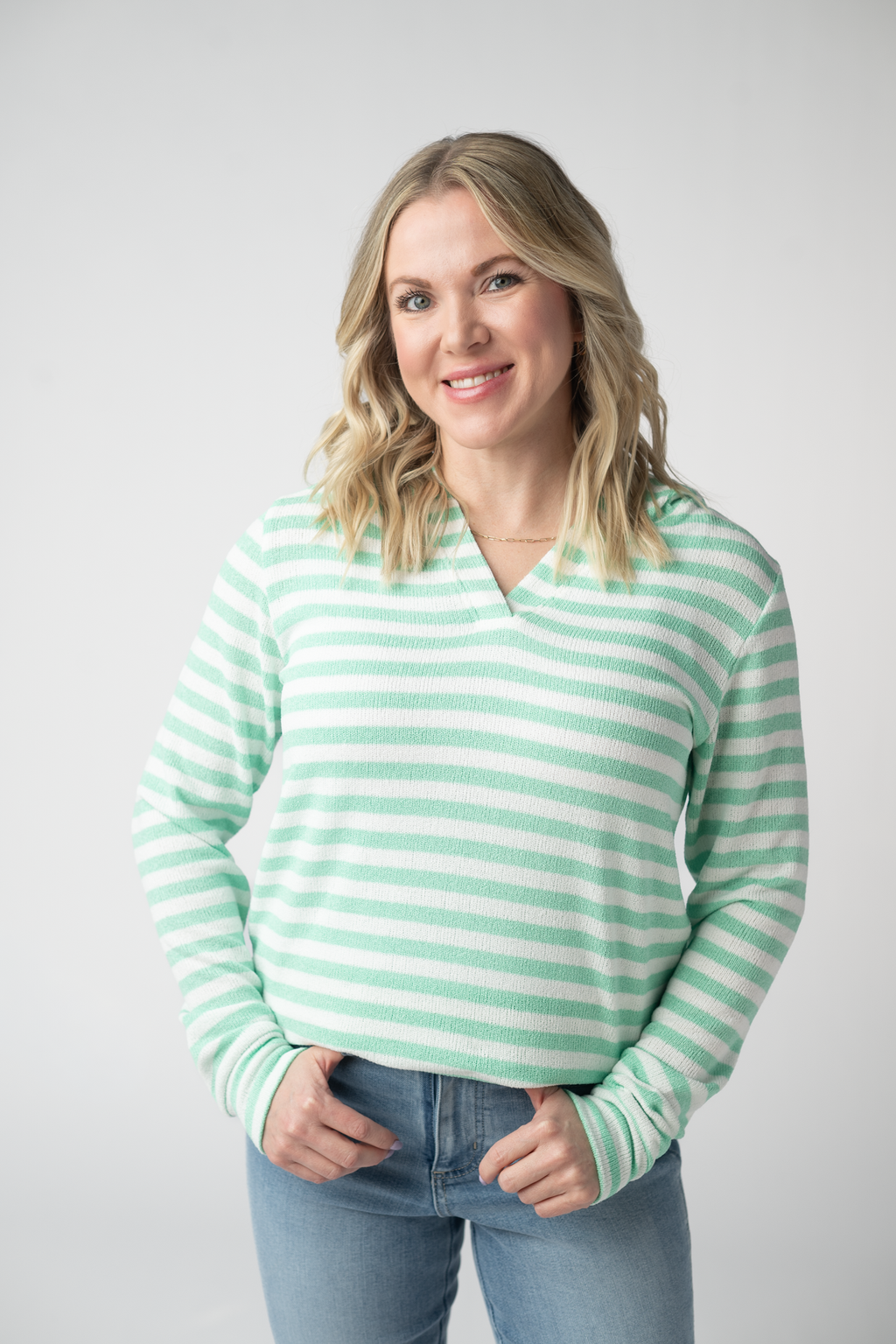 Amelia Striped Hoodie - Green