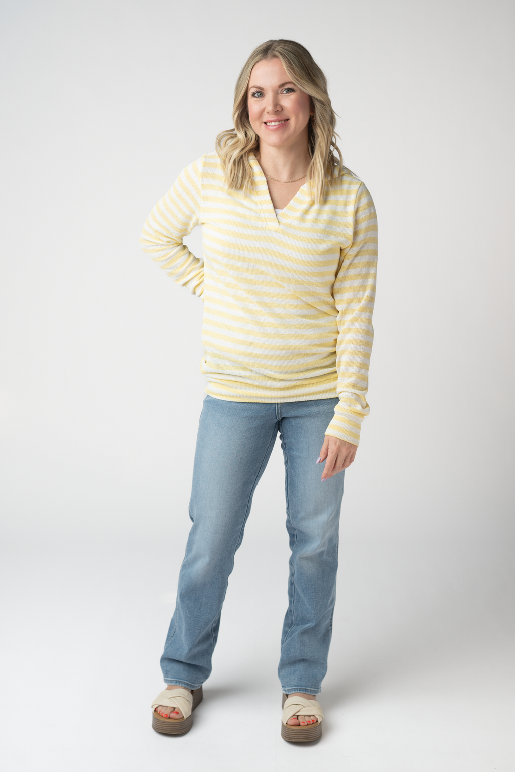 Amelia Striped Hoodie - Lemon