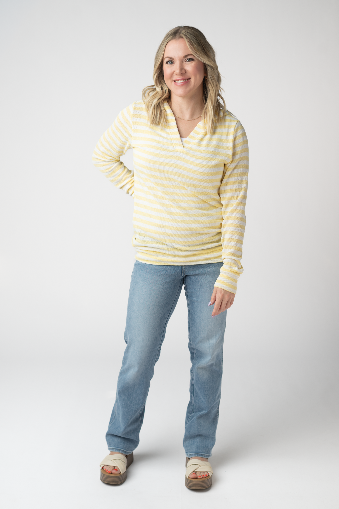 Amelia Striped Hoodie - Lemon