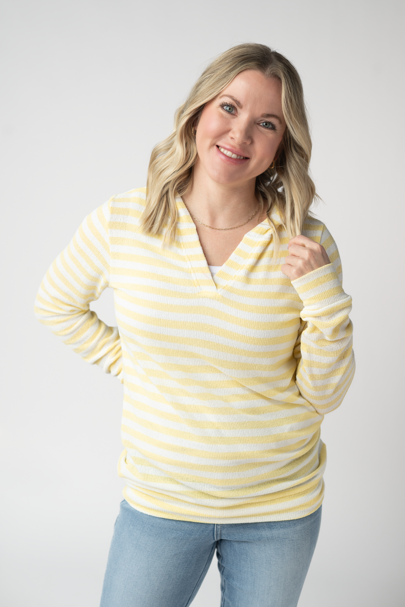 Amelia Striped Hoodie - Lemon