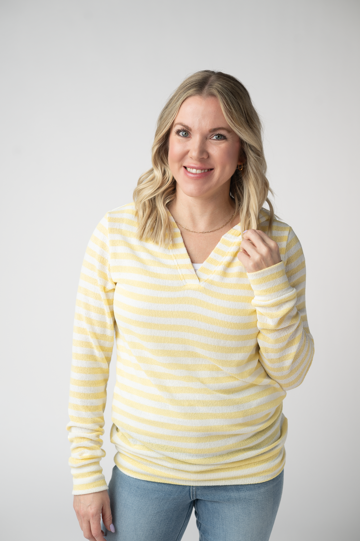 Amelia Striped Hoodie - Lemon