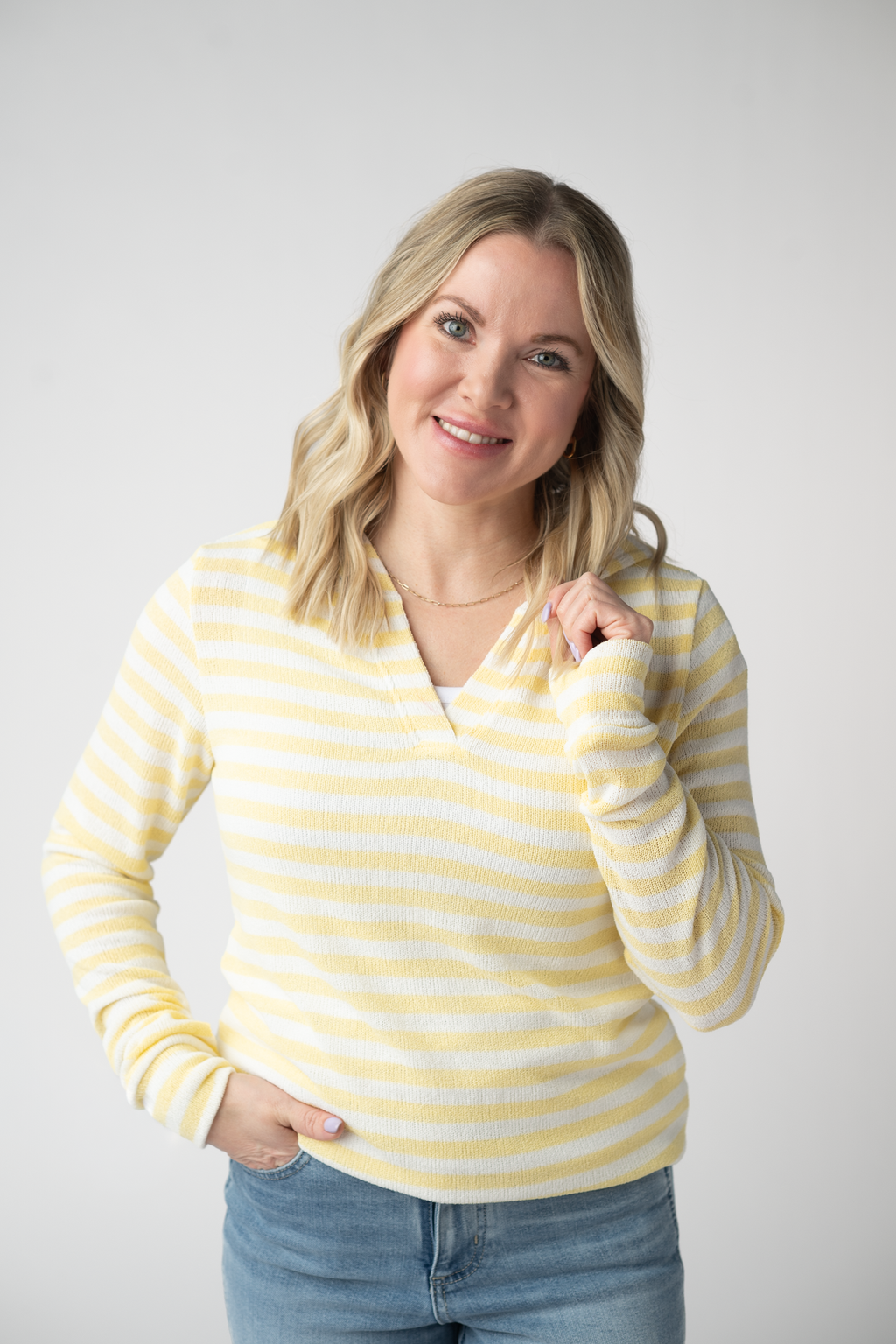 Amelia Striped Hoodie - Lemon