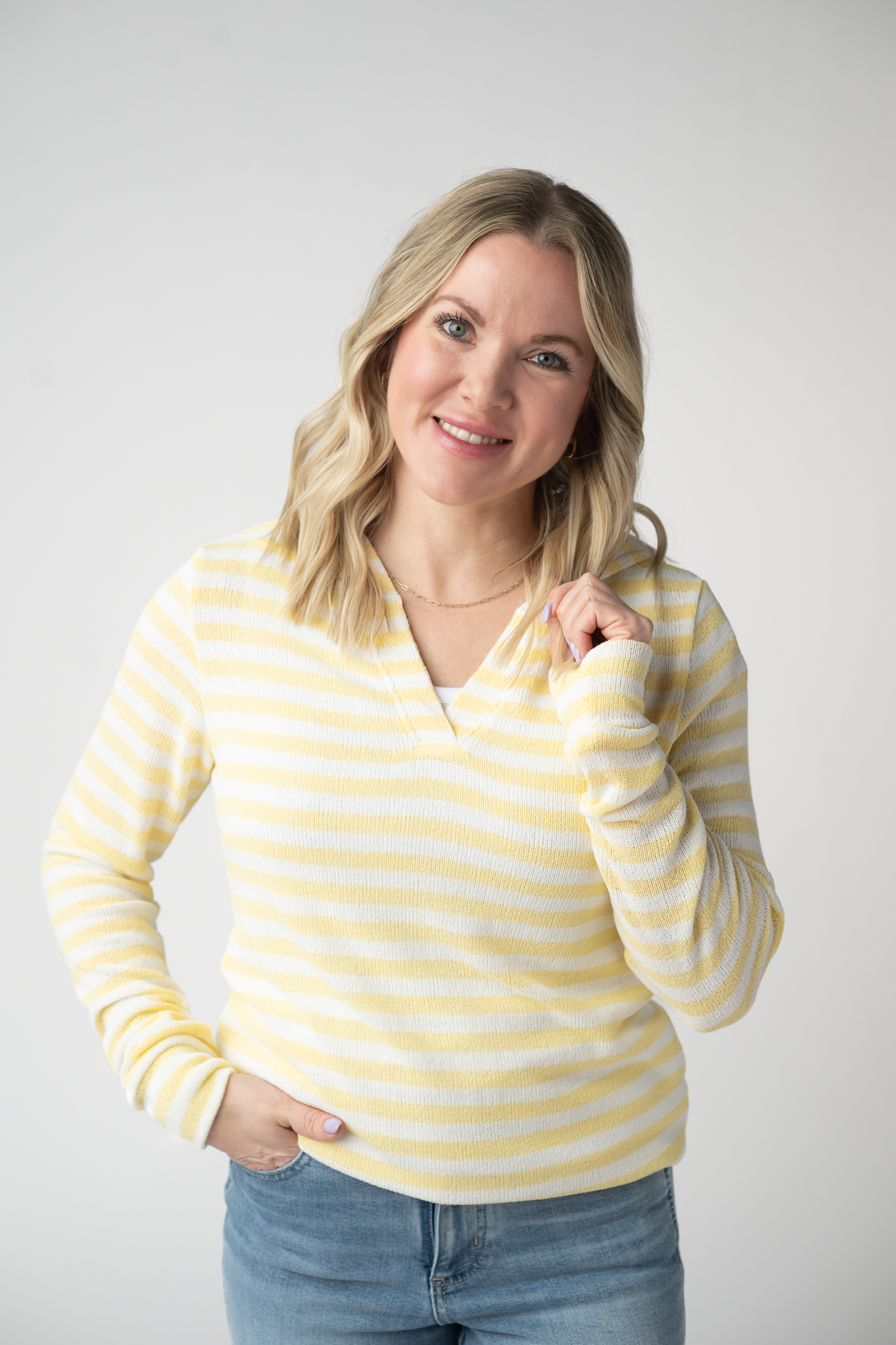 Amelia Striped Hoodie - Lemon