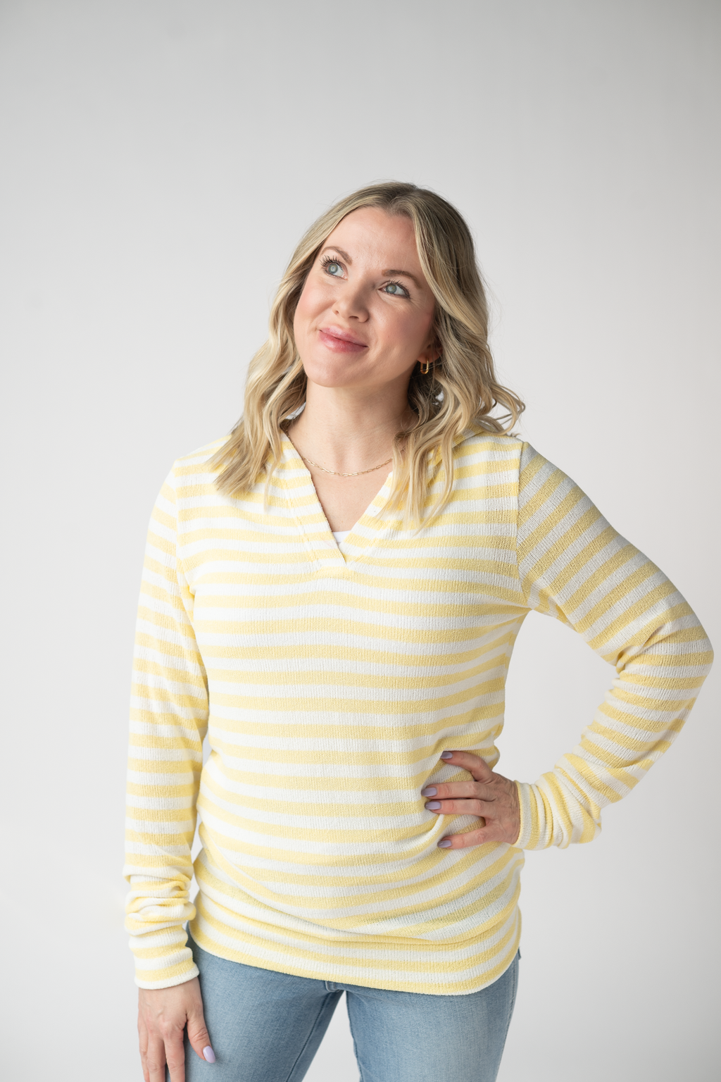 Amelia Striped Hoodie - Lemon