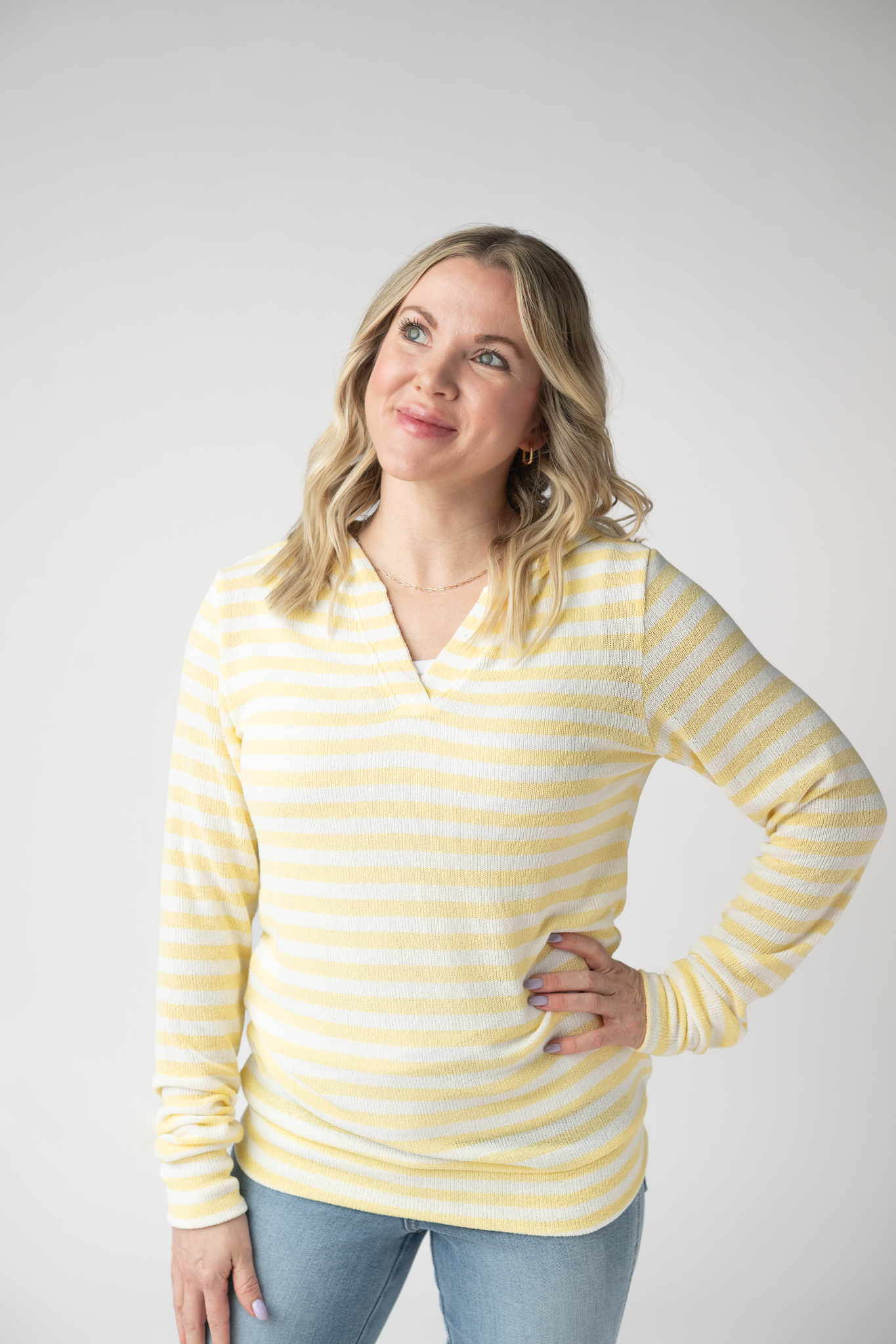 Amelia Striped Hoodie - Lemon