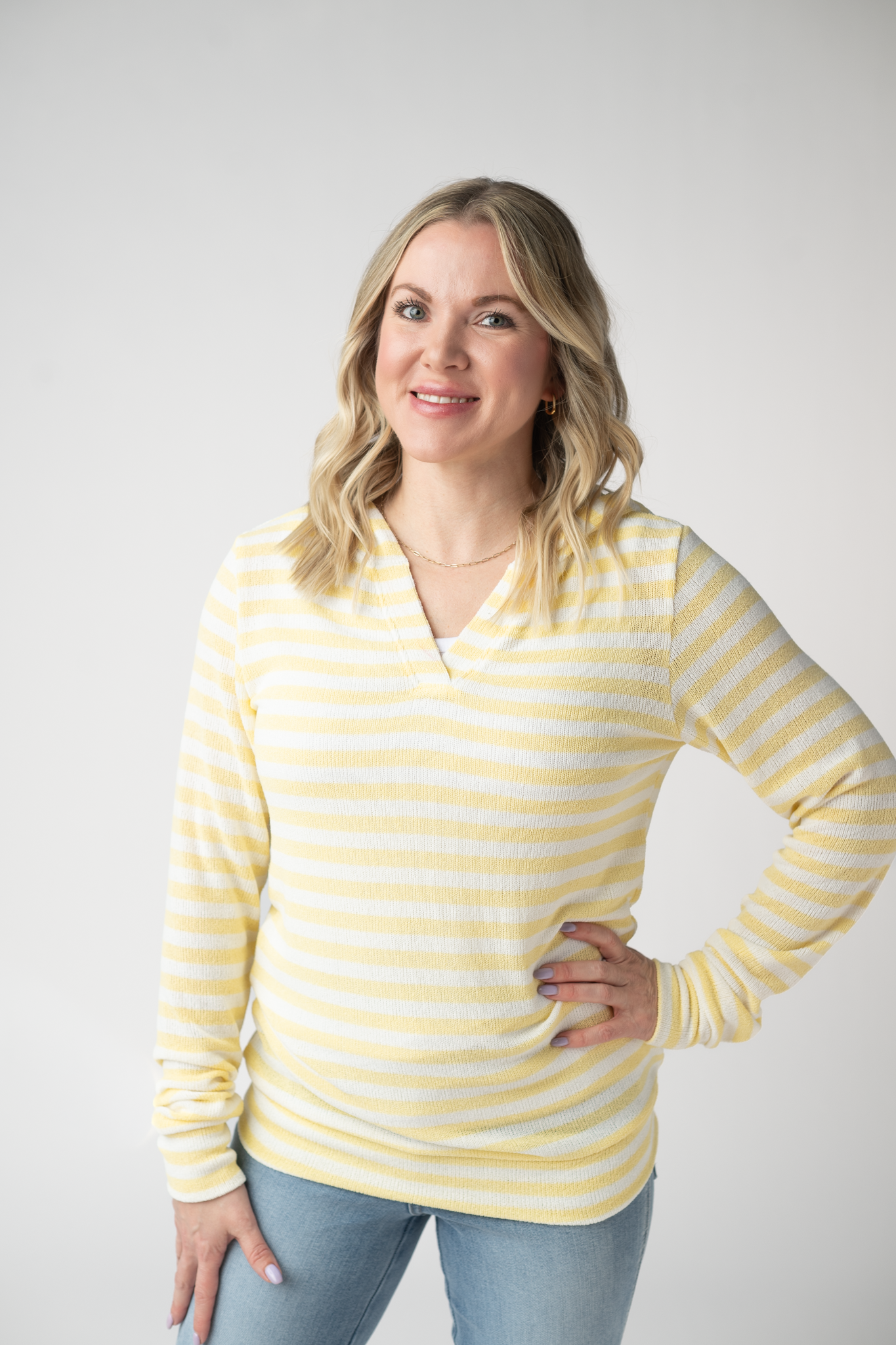 Amelia Striped Hoodie - Lemon