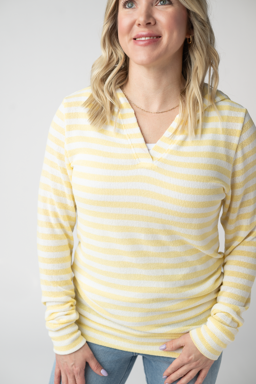 Amelia Striped Hoodie - Lemon