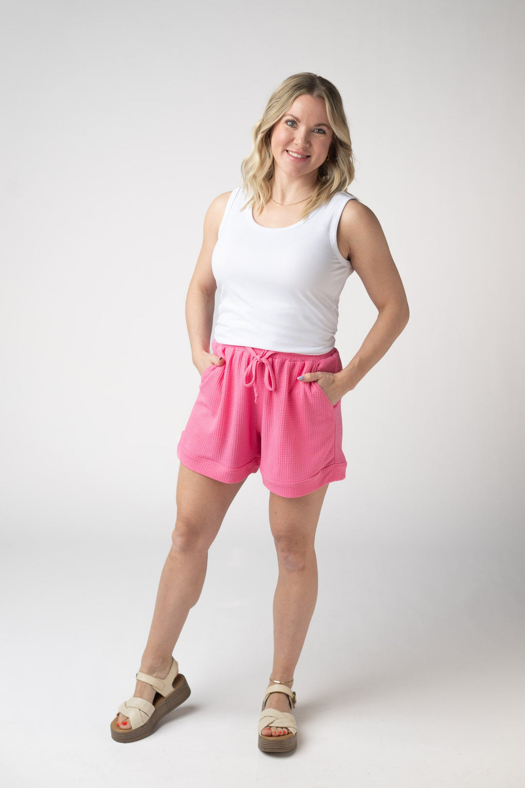 Weslie Waffle Shorts - Pink