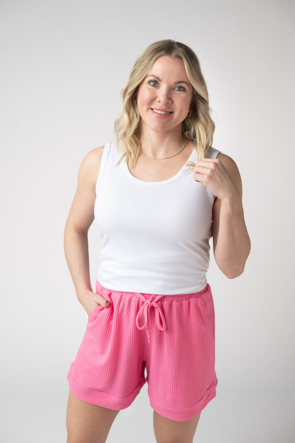 Weslie Waffle Shorts - Pink