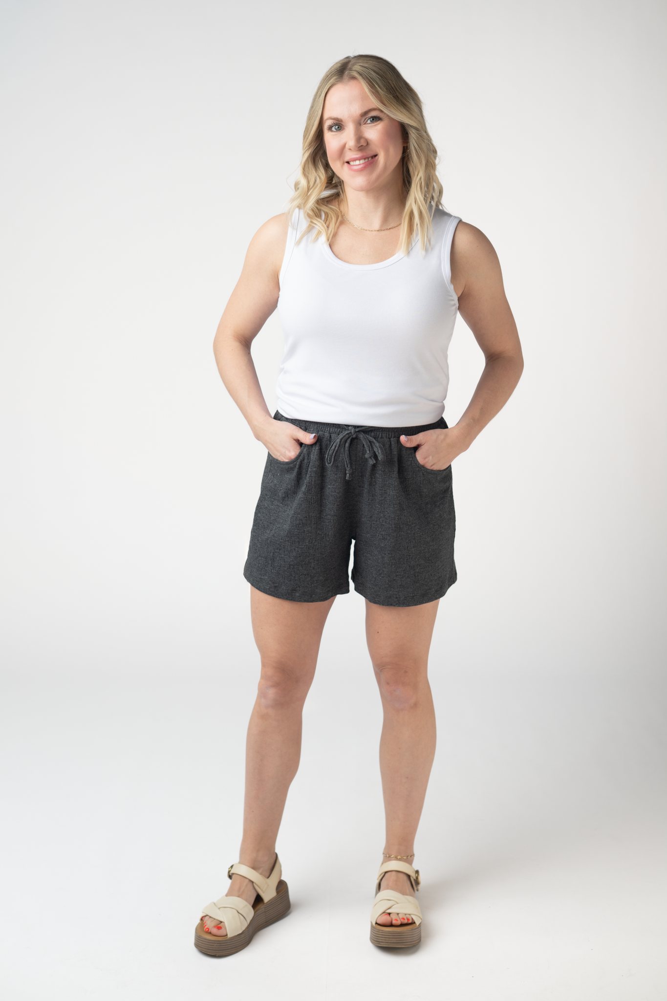 Candice Crinkle Shorts - Charcoal