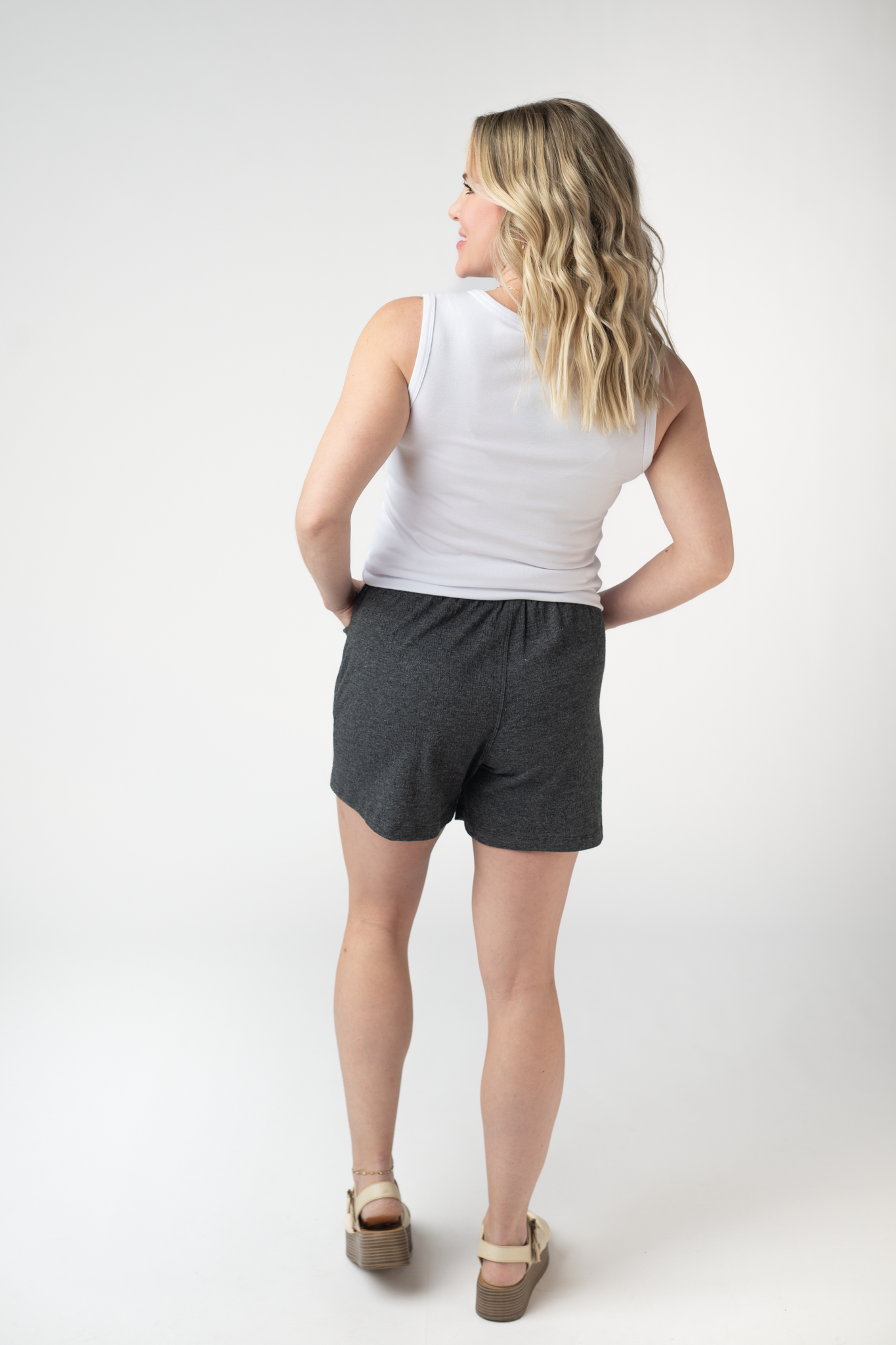 Candice Crinkle Shorts - Charcoal