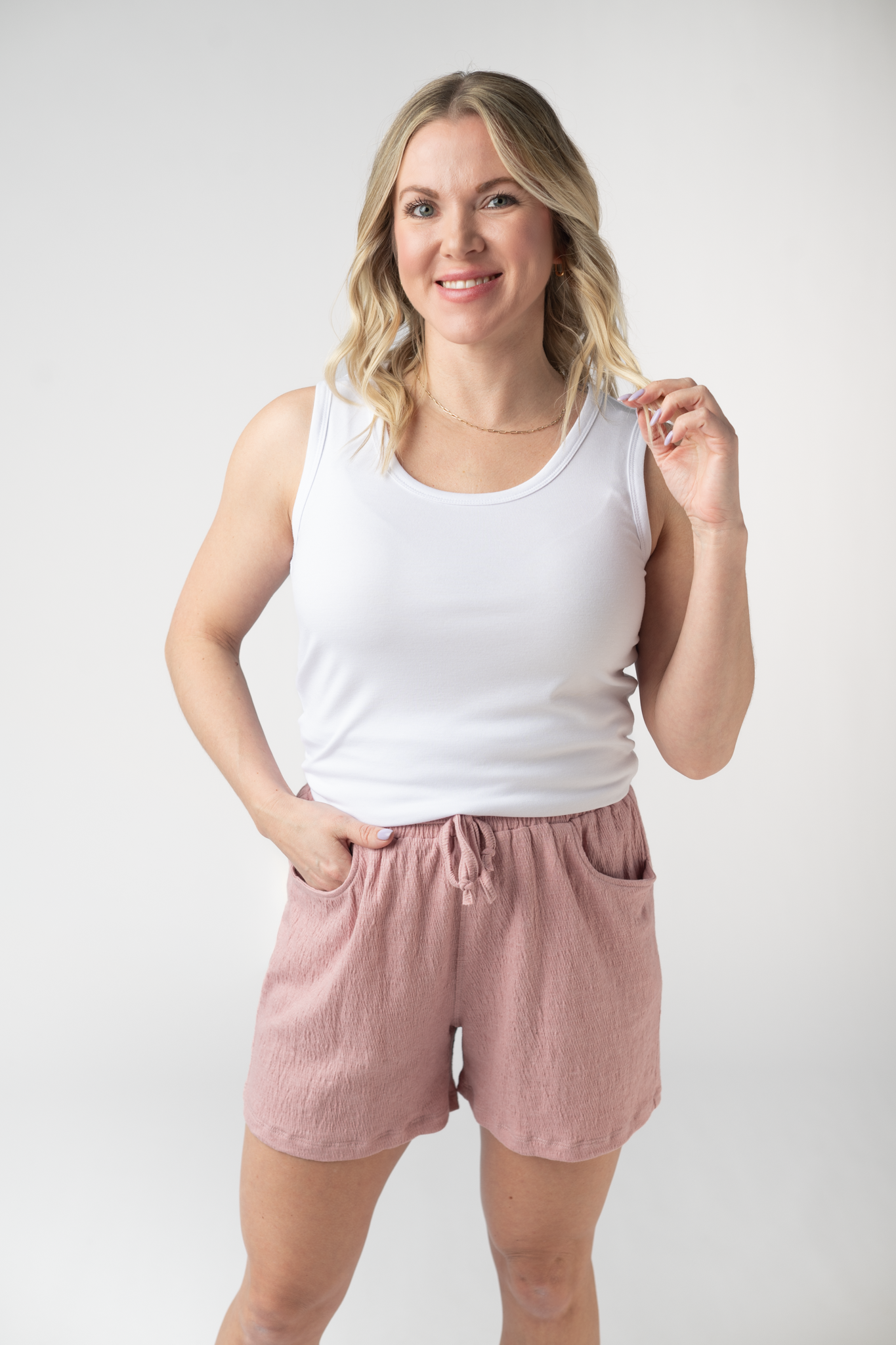 Candice Crinkle Shorts - Dusty Rose