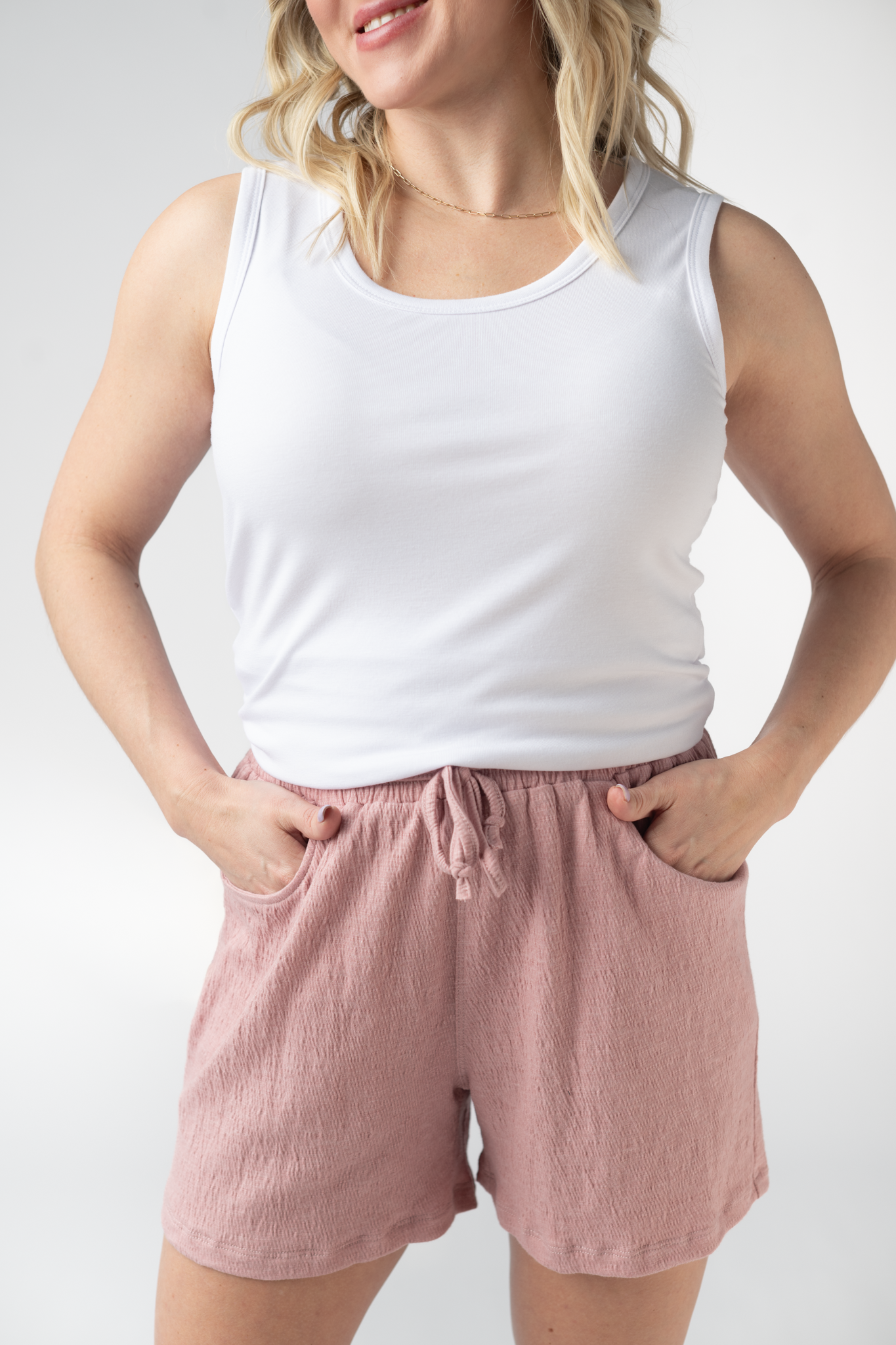 Candice Crinkle Shorts - Dusty Rose