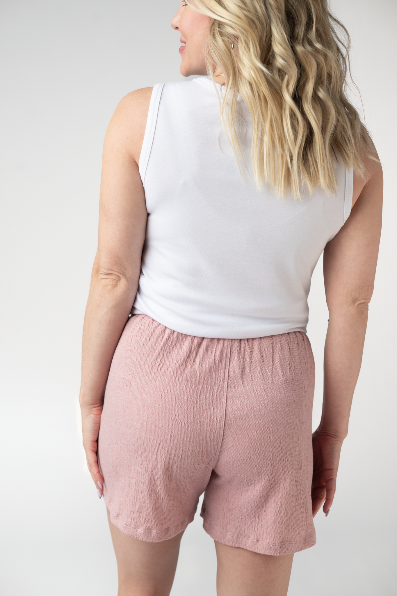 Candice Crinkle Shorts - Dusty Rose