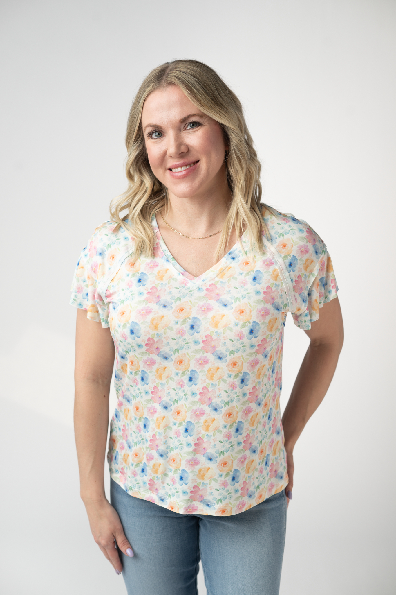 Raelynn V-Neck Top - Petal Gardens