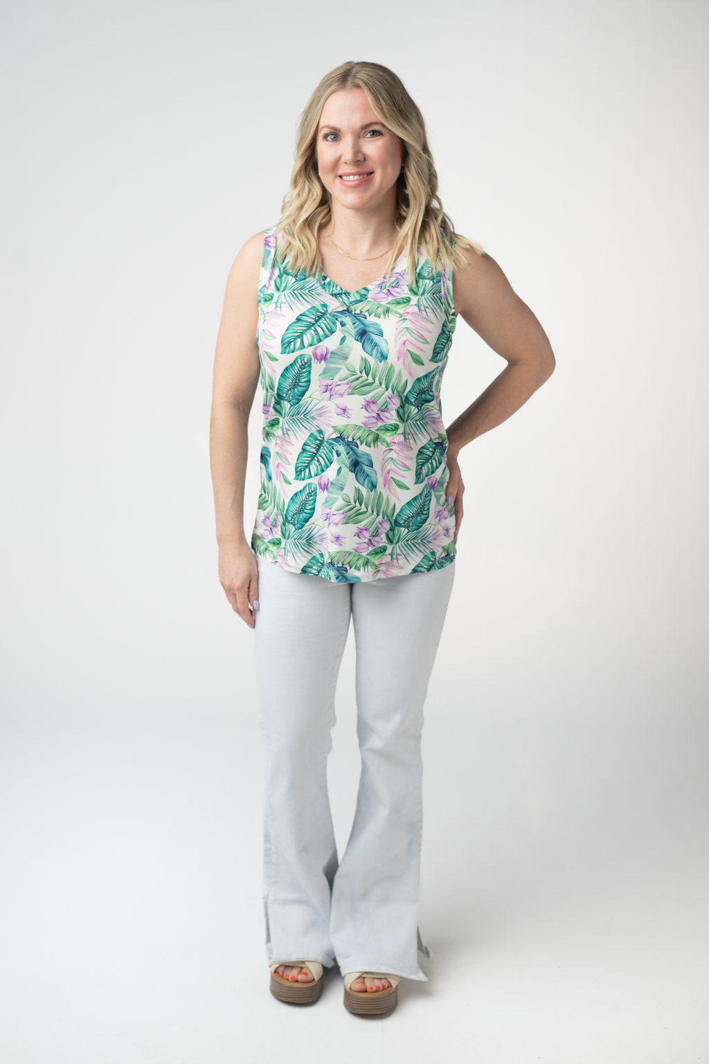 Noelle Tank - Tropical Leaf
