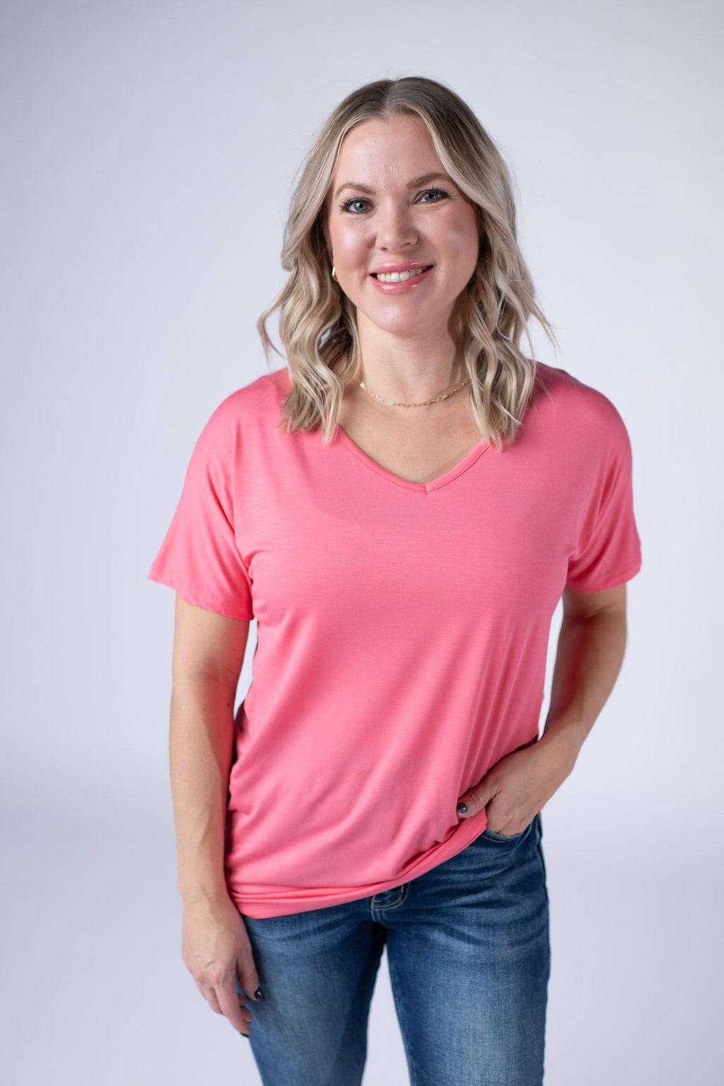 Chloe Cozy Tee - Sun Kissed Coral