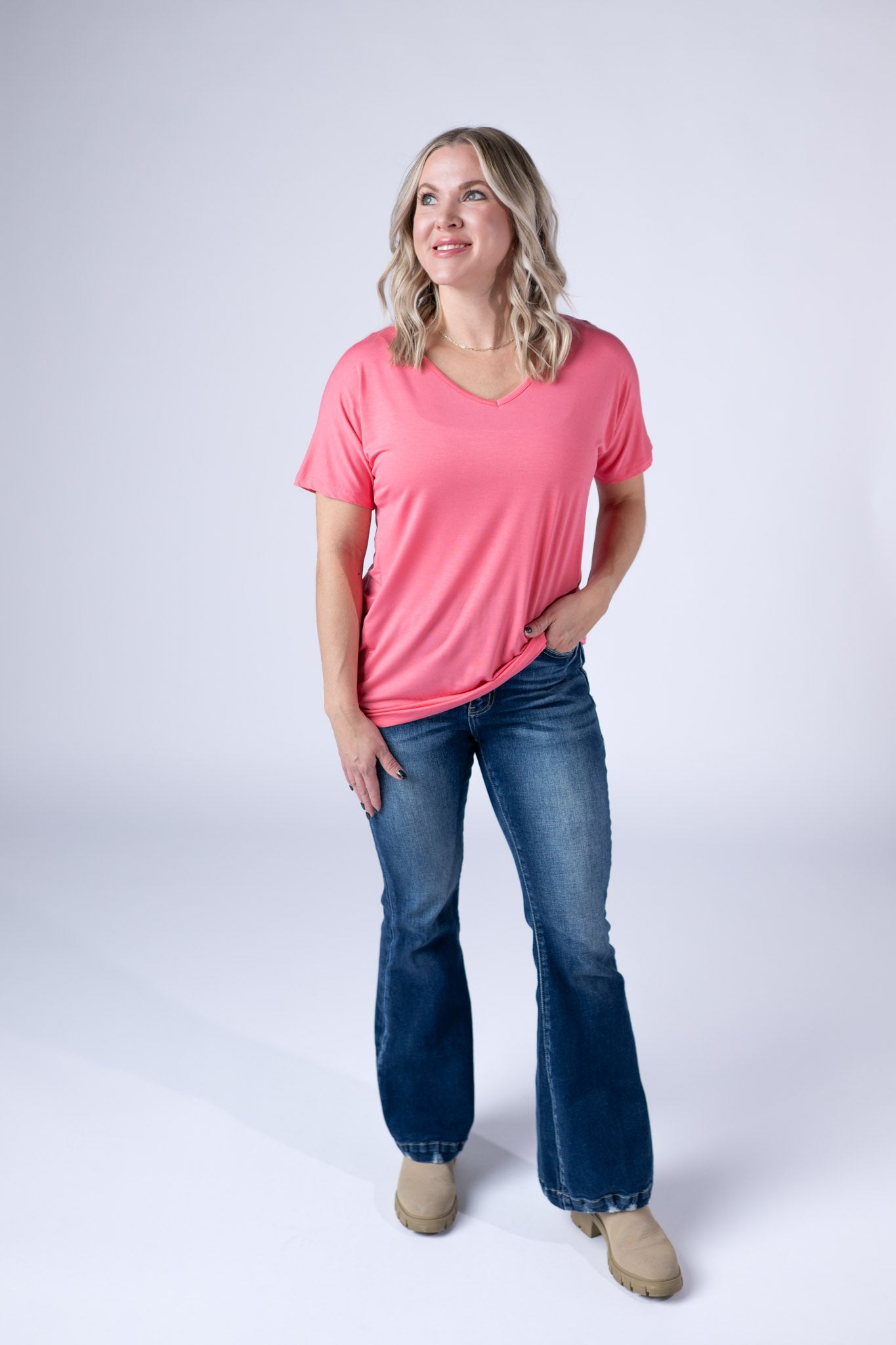 Chloe Cozy Tee - Sun Kissed Coral