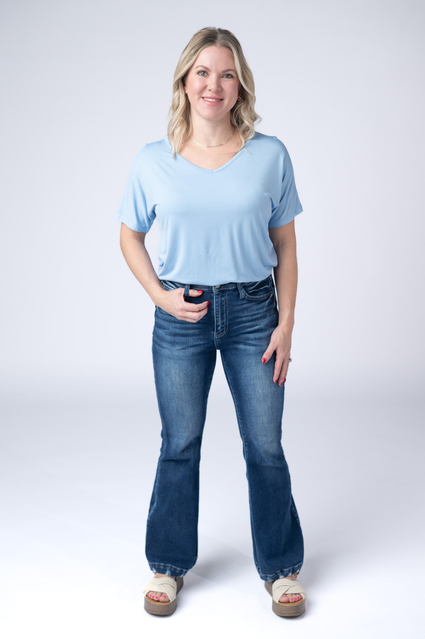 Chloe Cozy Tee - Sky Blue