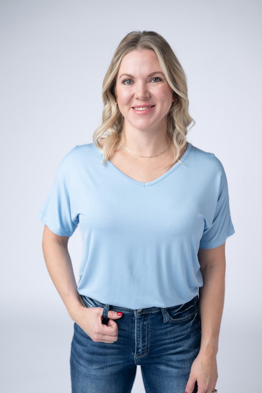 Chloe Cozy Tee - Sky Blue