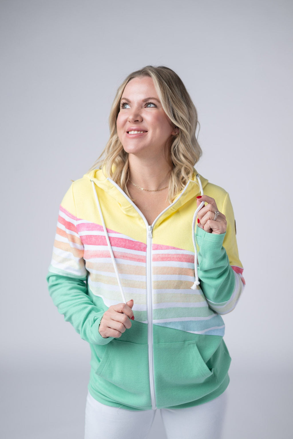 Colorblock Fullzip - Yellow, Rainbow Stripes, and Lime