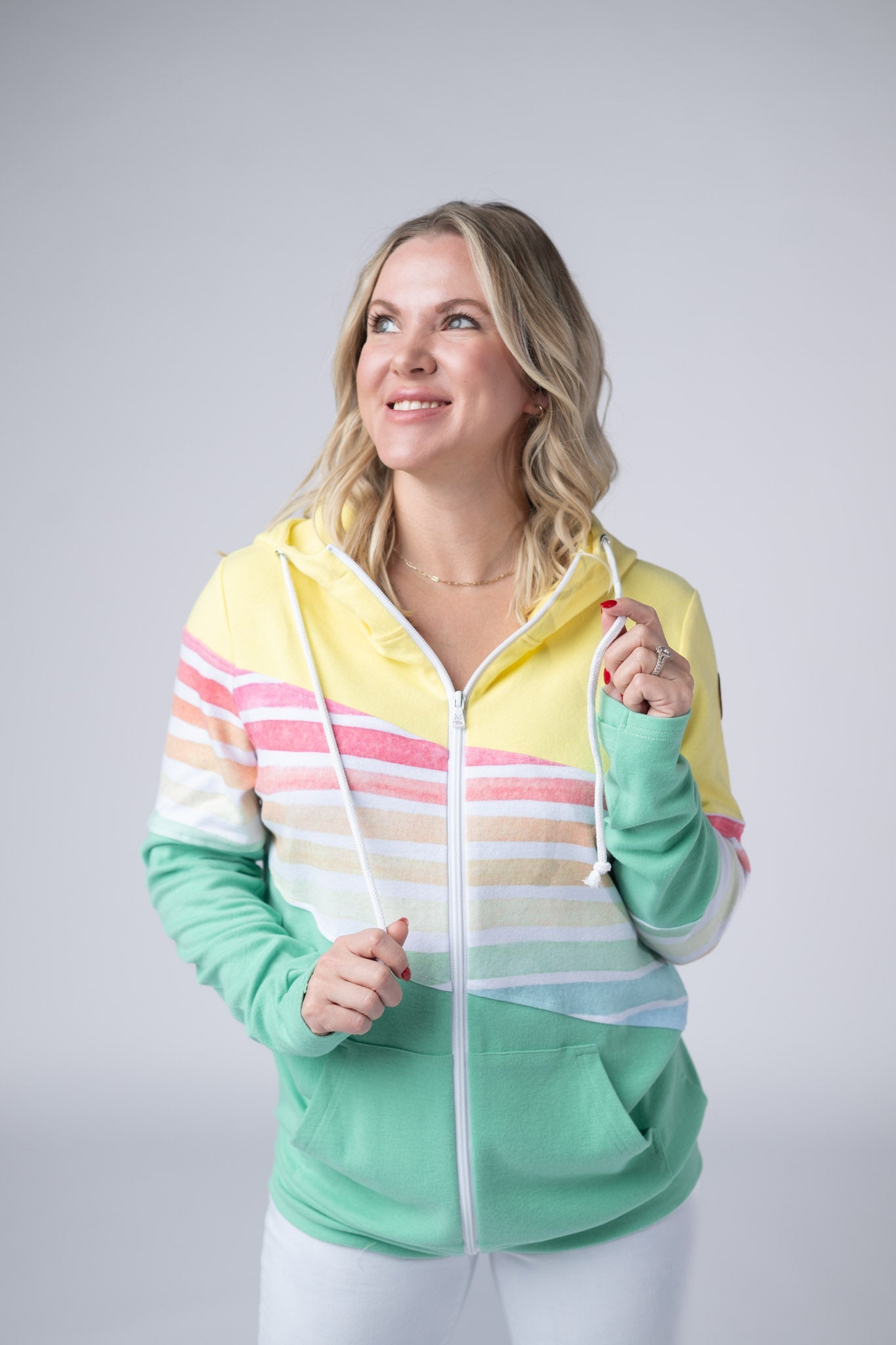 Colorblock Fullzip - Yellow, Rainbow Stripes, and Lime
