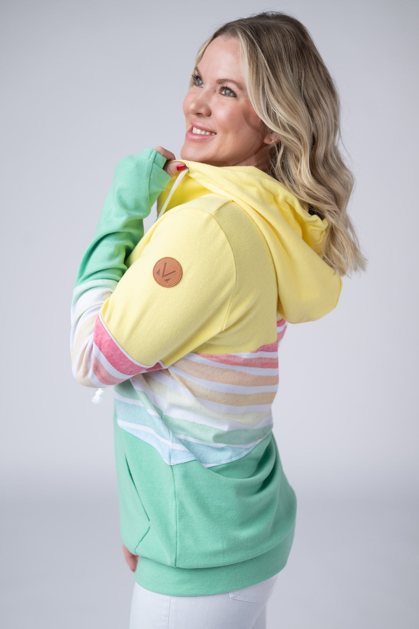 Colorblock Fullzip - Yellow, Rainbow Stripes, and Lime