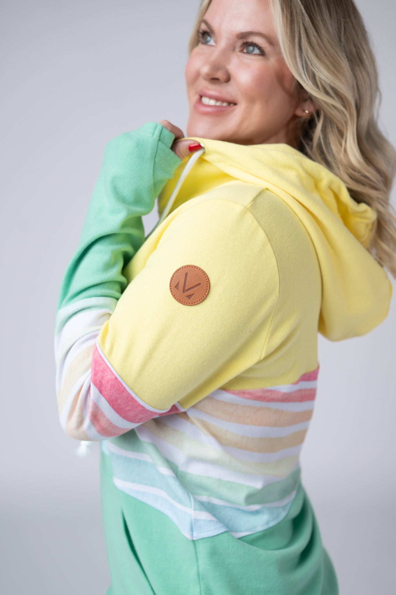 Colorblock Fullzip - Yellow, Rainbow Stripes, and Lime