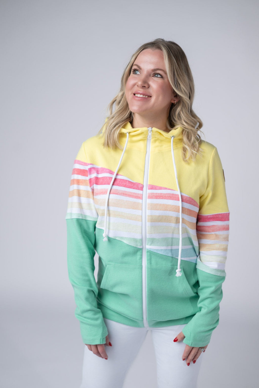 Colorblock Fullzip - Yellow, Rainbow Stripes, and Lime