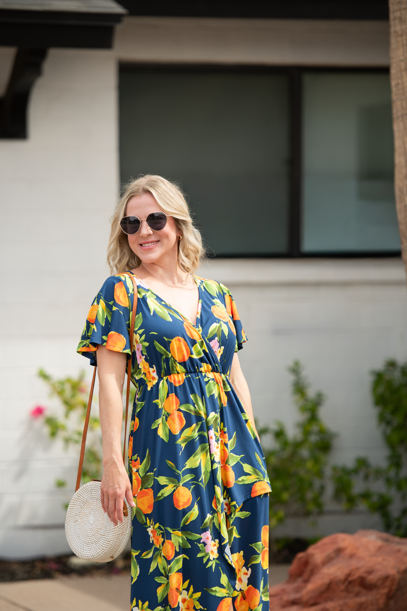 Harley High-Low Dress - Navy Citrus