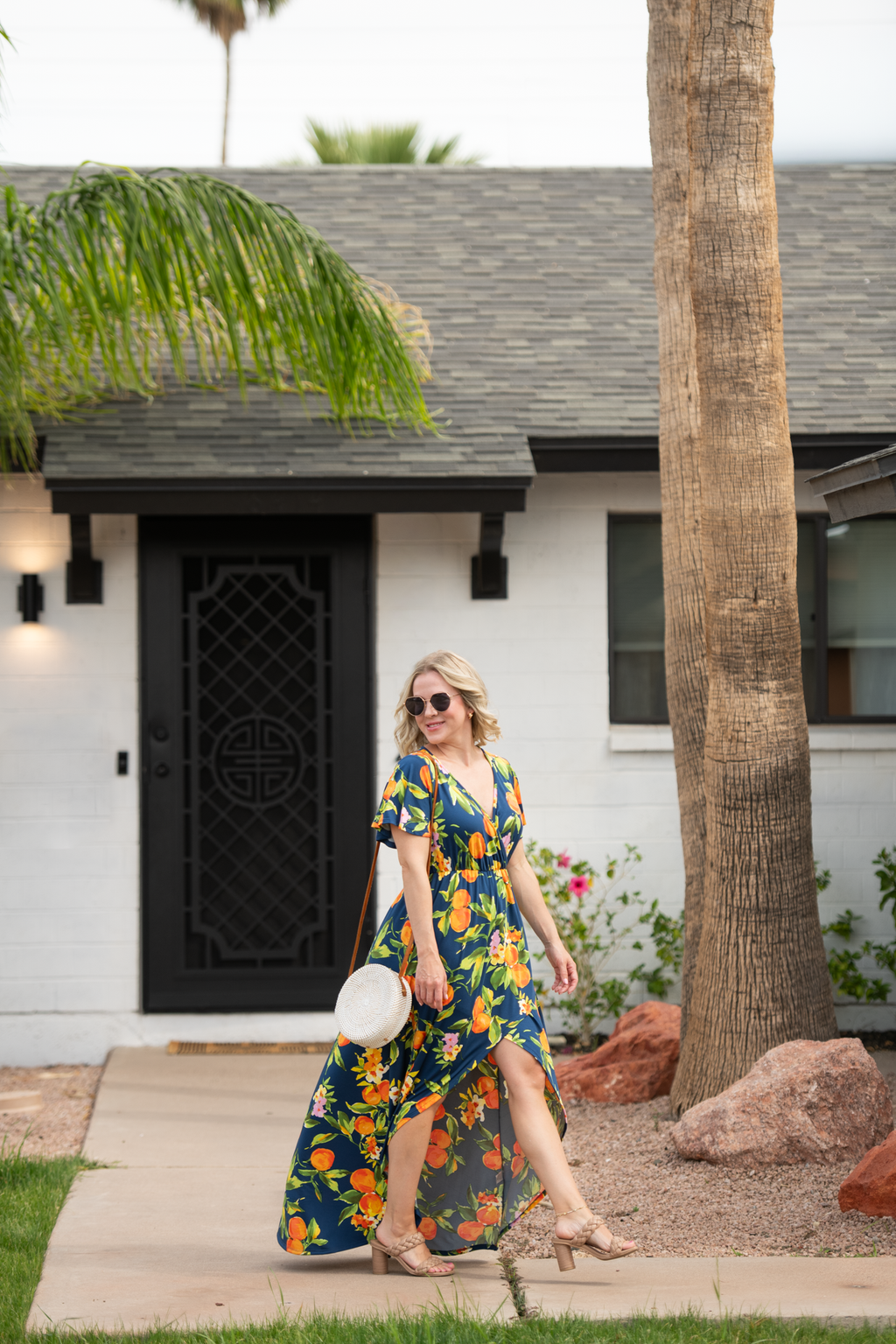 Harley High-Low Dress - Navy Citrus