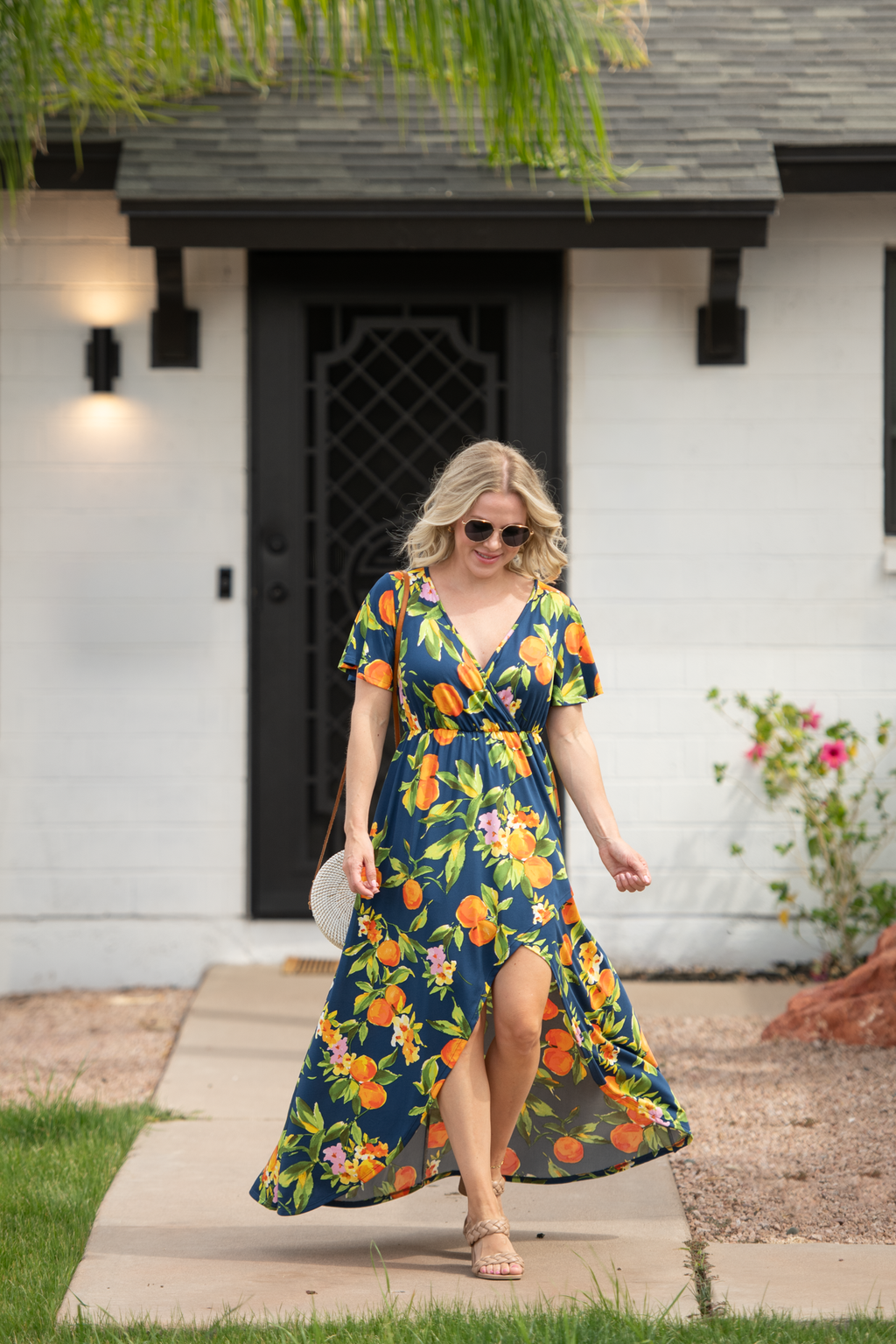 Harley High-Low Dress - Navy Citrus