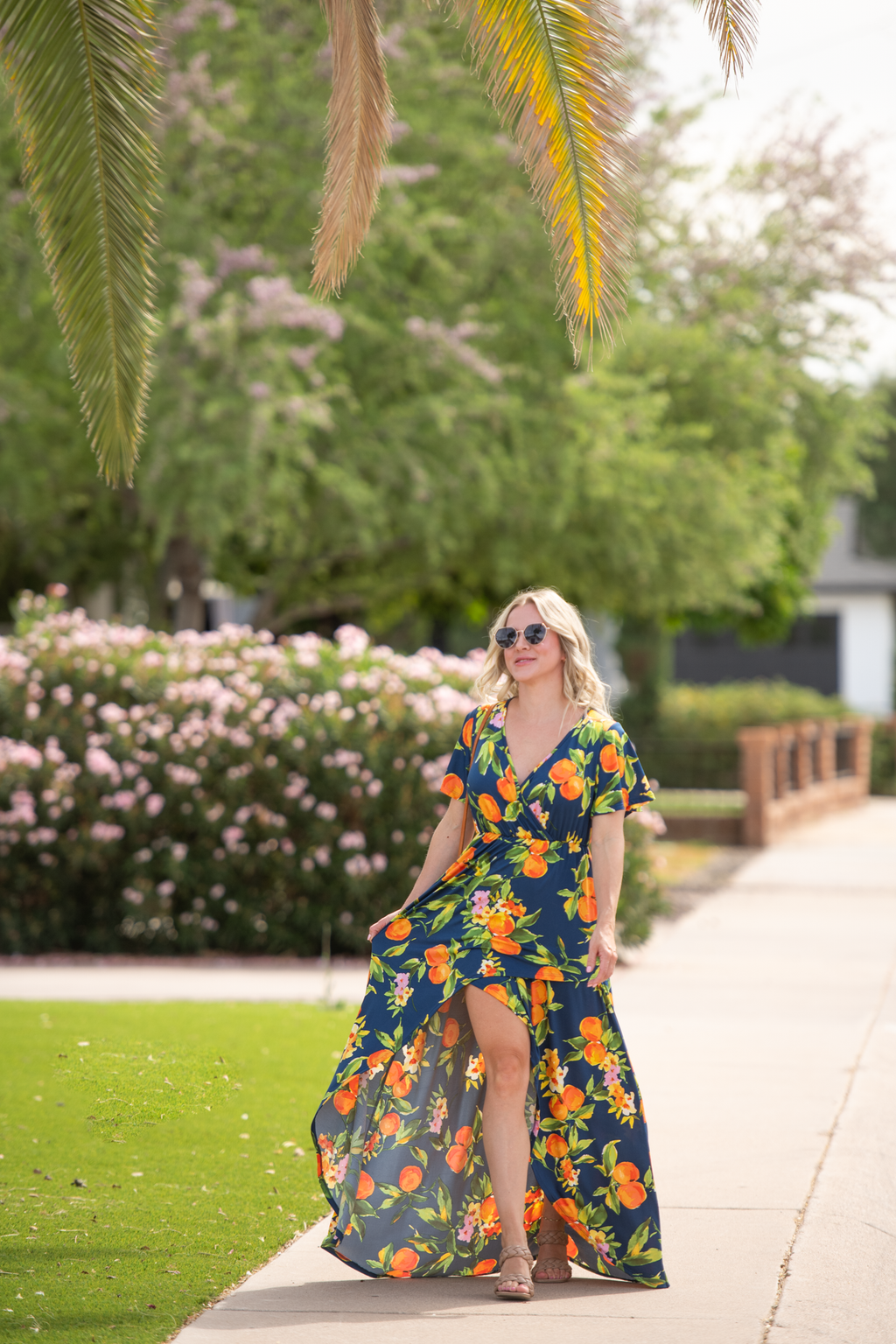 Harley High-Low Dress - Navy Citrus