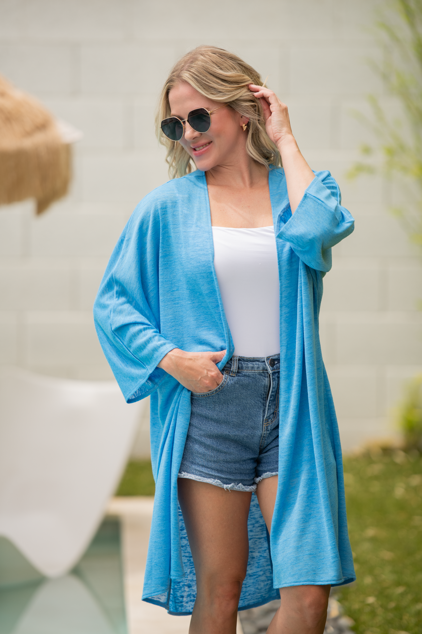 Ellie Cover-Up Kimono - Light Blue