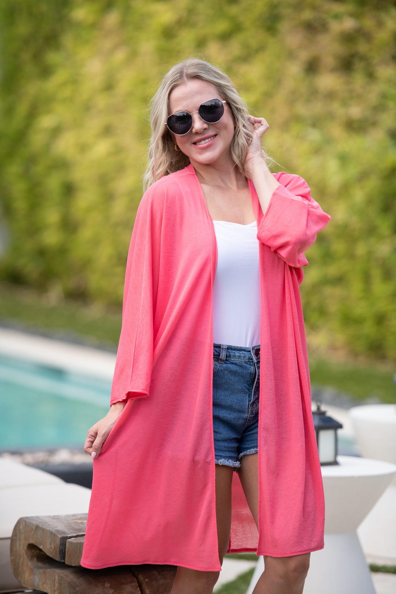 Ellie Cover-Up Kimono - Sunkissed Coral
