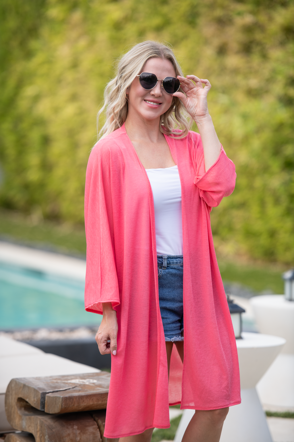 Ellie Cover-Up Kimono - Sunkissed Coral