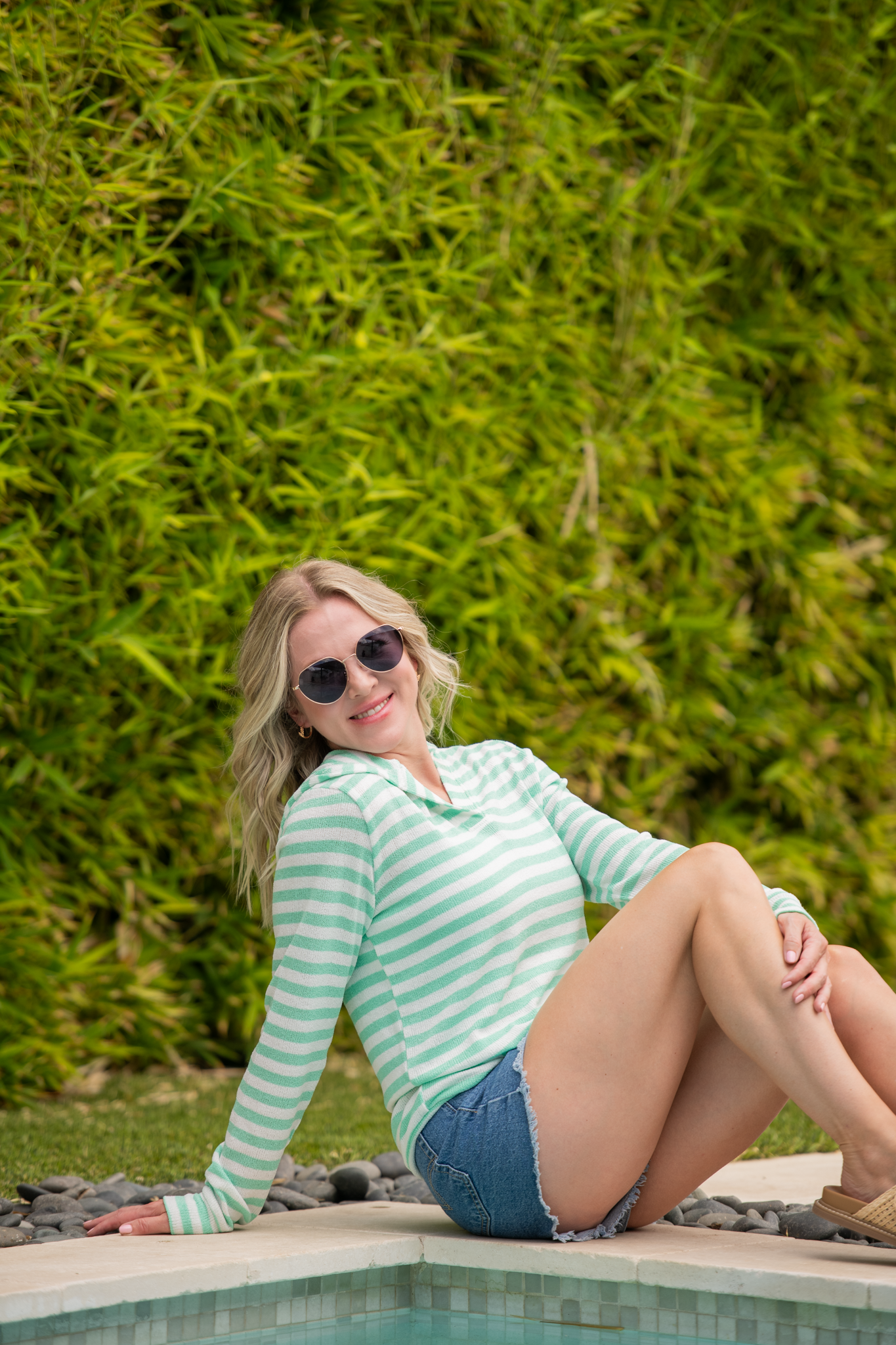 Amelia Striped Hoodie - Green
