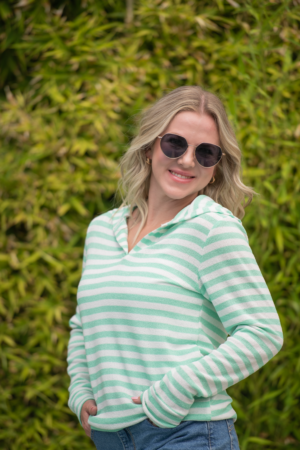 Amelia Striped Hoodie - Green