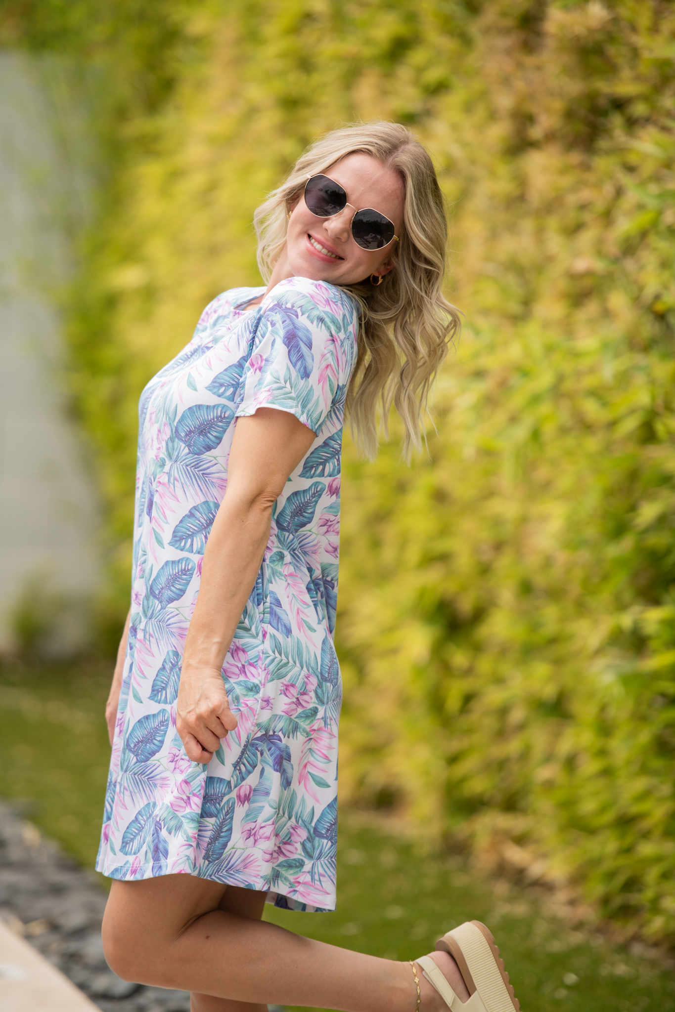 Alicia Dress - Tropical Leaf