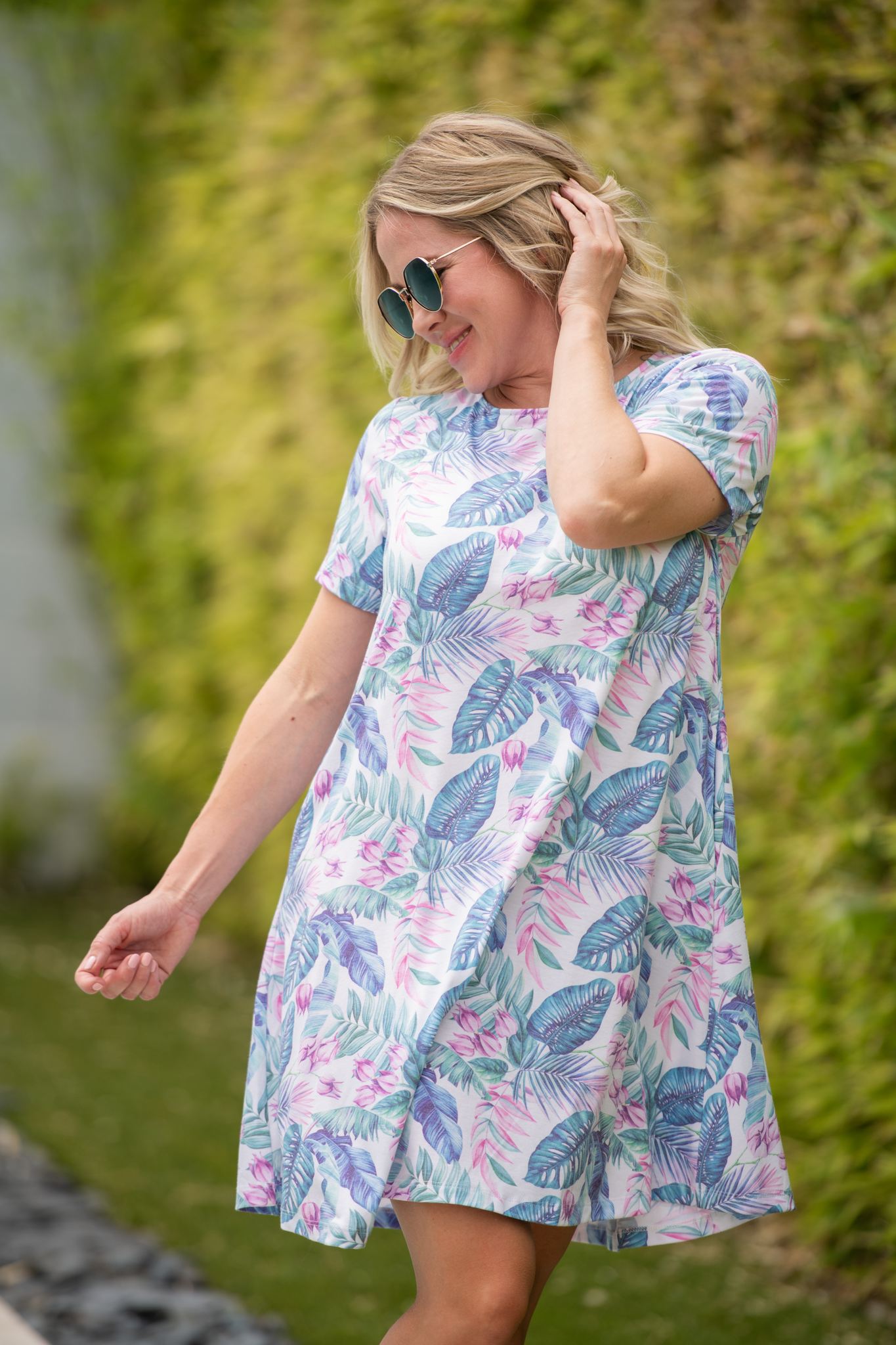 Alicia Dress - Tropical Leaf