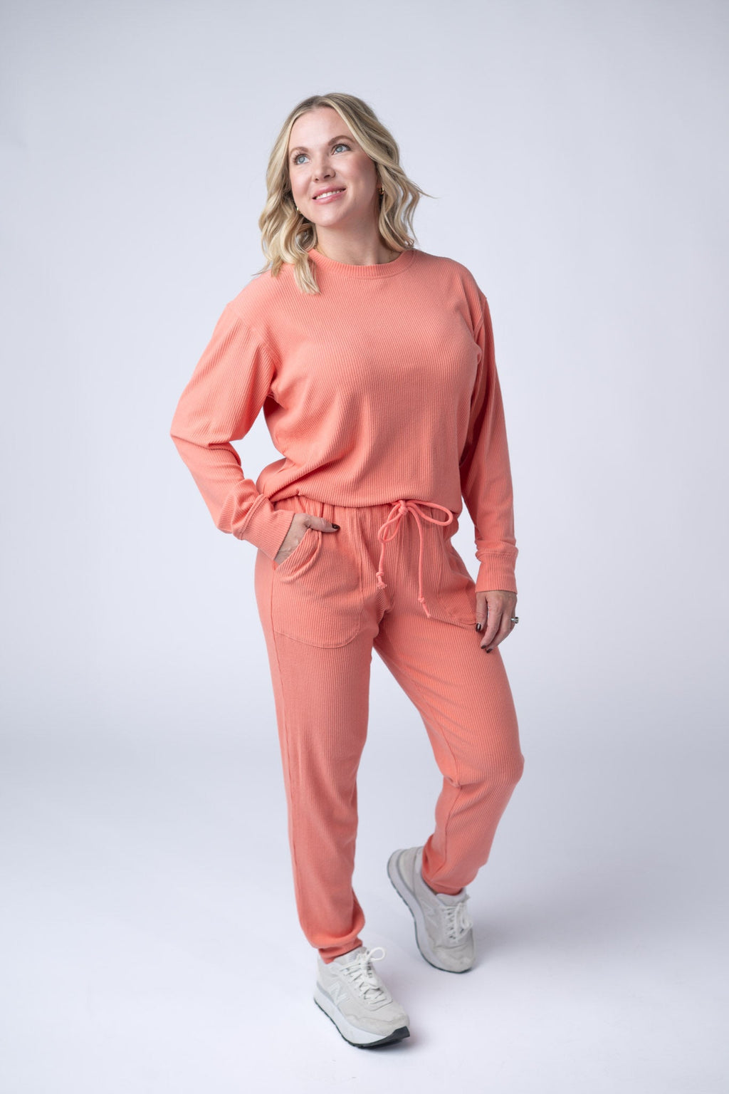 Corrine Ribbed Pullover Top - Coral