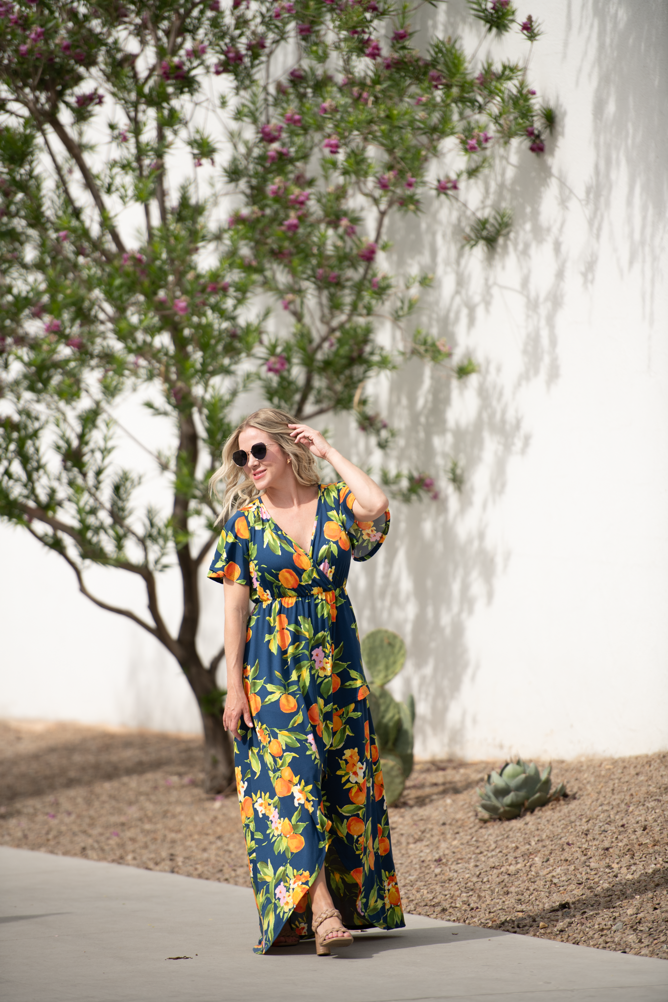 Harley High-Low Dress - Navy Citrus