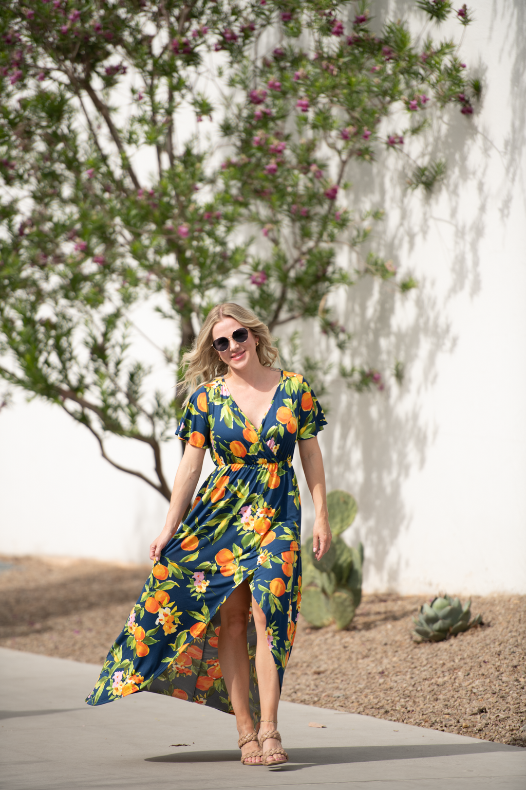 Harley High-Low Dress - Navy Citrus
