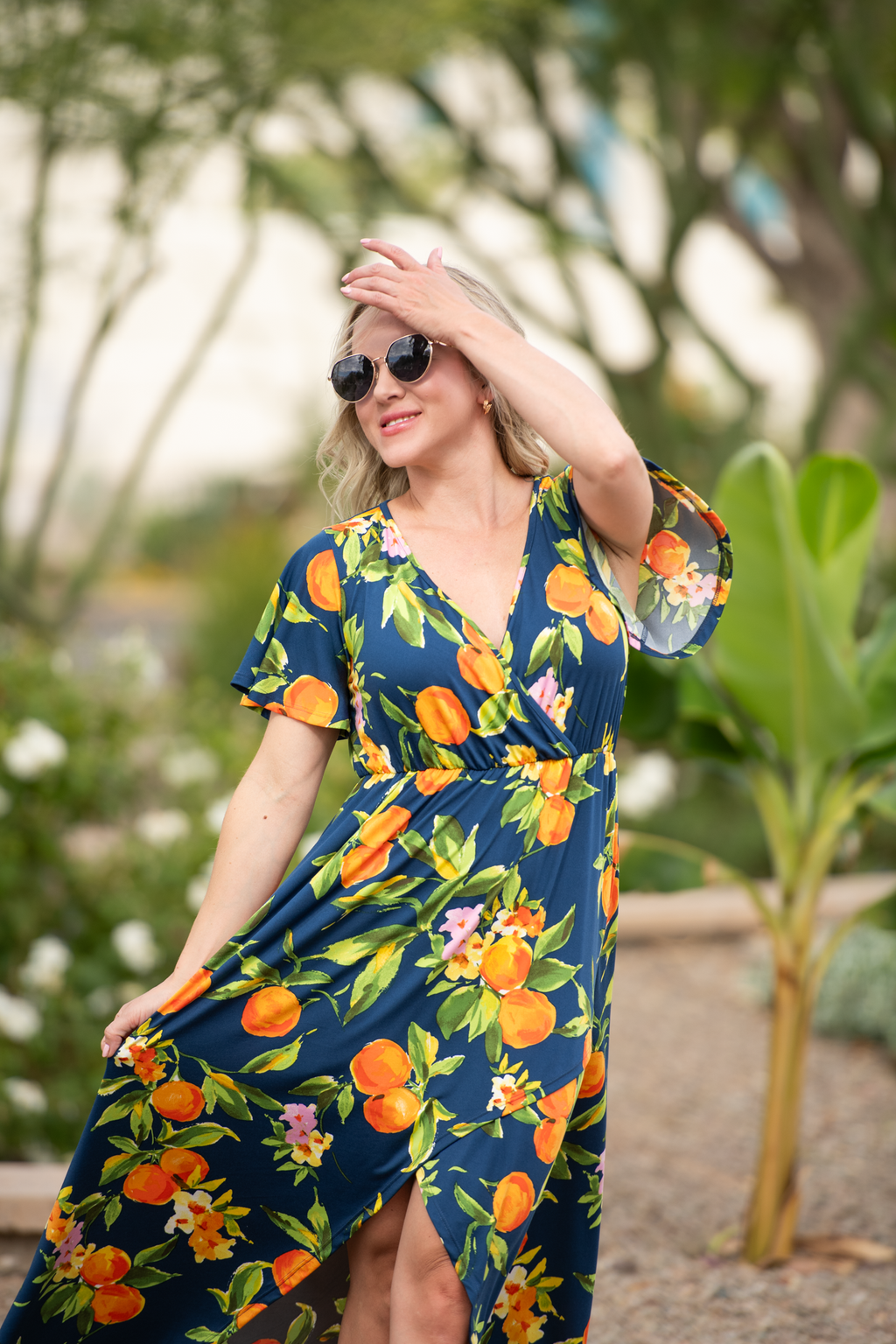 Harley High-Low Dress - Navy Citrus
