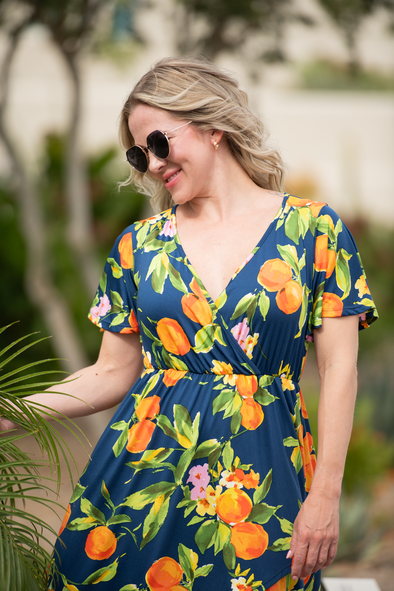 Harley High-Low Dress - Navy Citrus