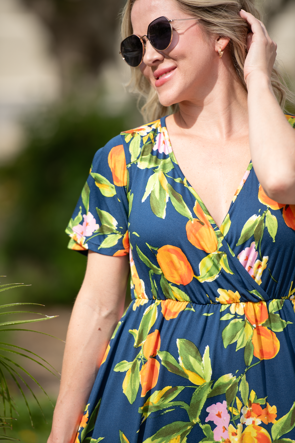 Harley High-Low Dress - Navy Citrus